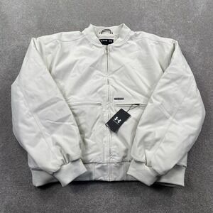 Under Armour Bomber Jacket Womens XL Gray Expanse FL Sherpa Lined UA Storm New